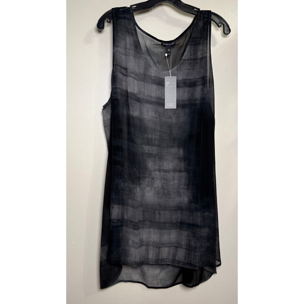 NWT Eileen Fisher Oxidized Printed Silk Roundneck Tunic Top Sz. XL - Picture 2 of 7